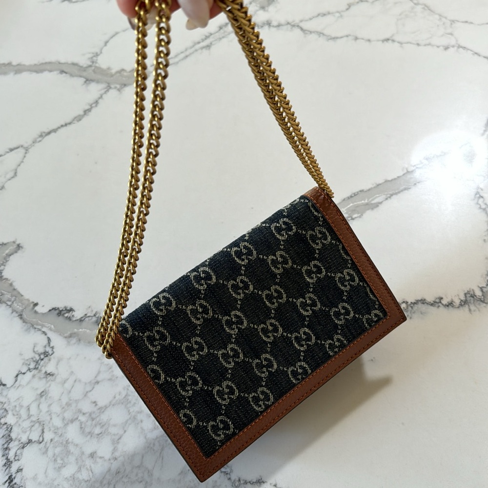 G G wallet crossbody purse clutch denim gold - Picture 7 of 14